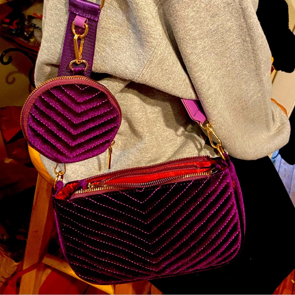 Purple Suede Crossbody Bag
